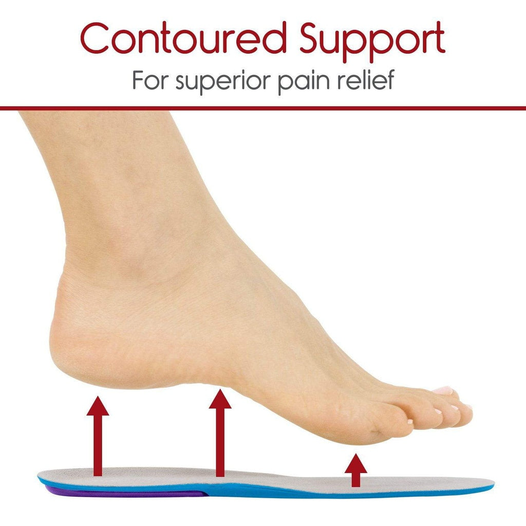 Foot with a contoured support insert for pain relief