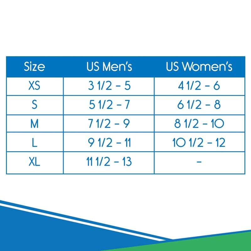Size chart comparing US Men's and US Women's shoe sizes on a white background.