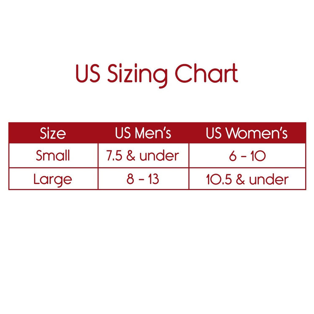 US Sizing Chart for men's and women's shoes on a white background