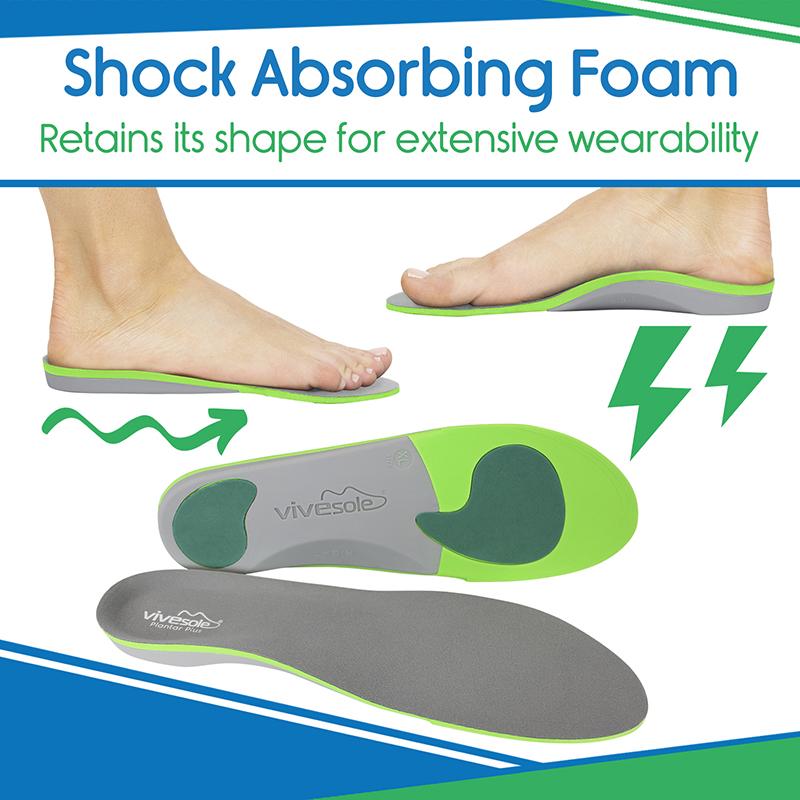 Vivesole insoles with shock-absorbing foam technology on a white background