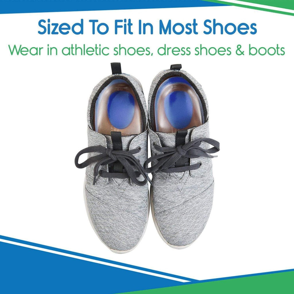 Gray shoes with black laces on a white background with text about shoe compatibility.