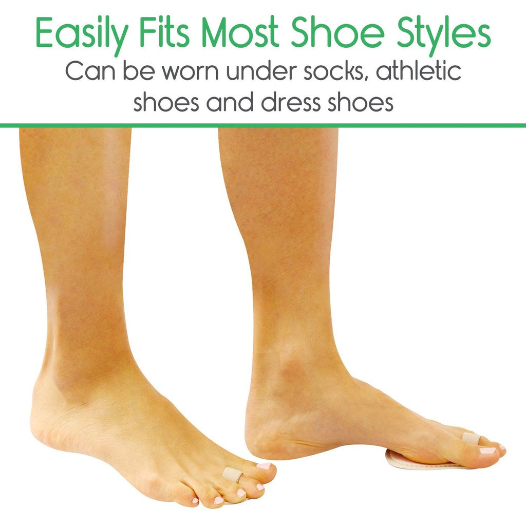 Feet wearing clear socks with text indicating versatility in shoe styles