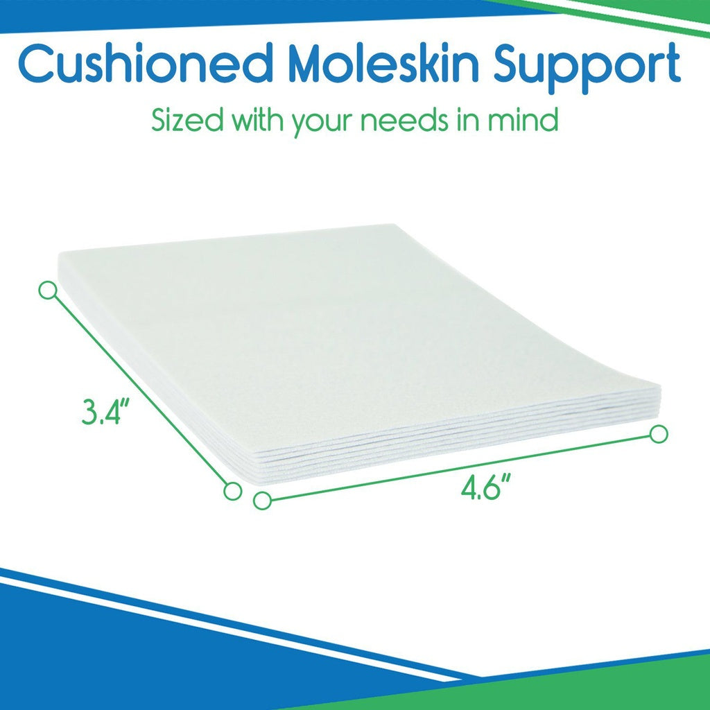 Cushioned Moleskin Support with dimensions on a white background