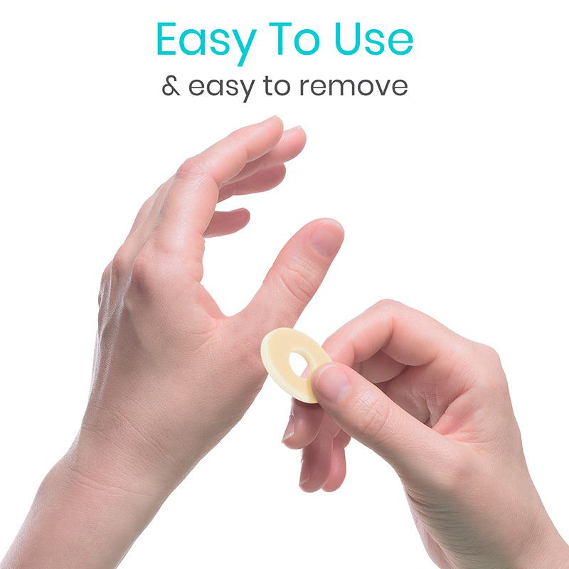 Hands holding a small circular object with text 'Easy To Use & easy to remove' on a white background