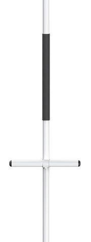 White crossbar with black end cap on a white background