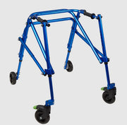 Blue walker with wheels on a light gray background