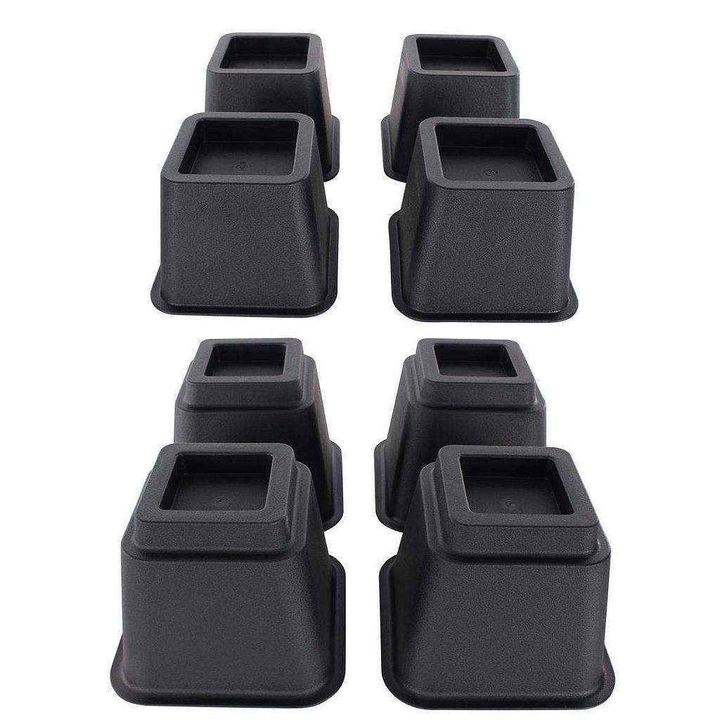 Set of black square-shaped furniture legs on a white background