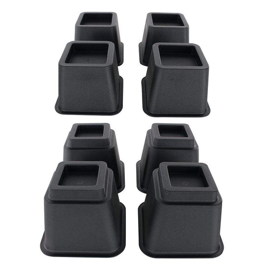 Set of black square-shaped furniture legs on a white background