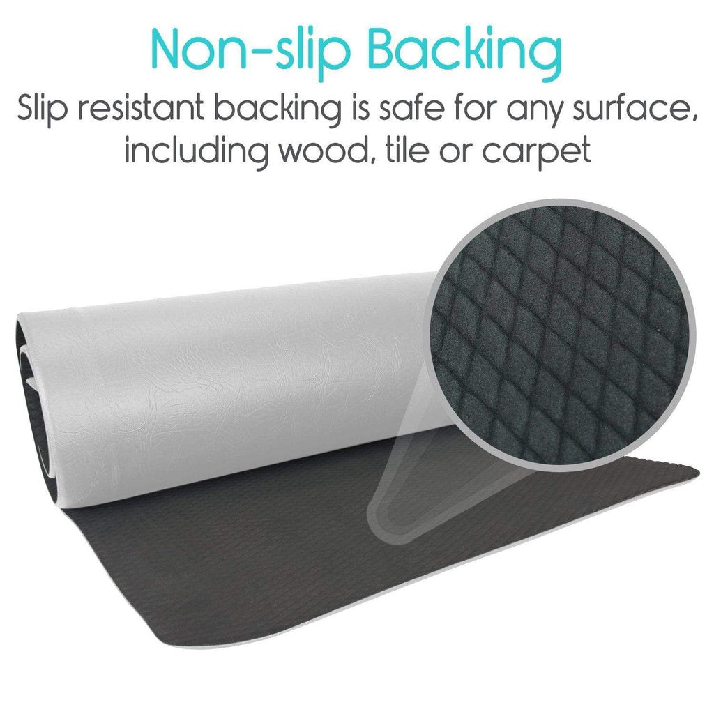 Roll of mat with non-slip backing and close-up detail on a white background