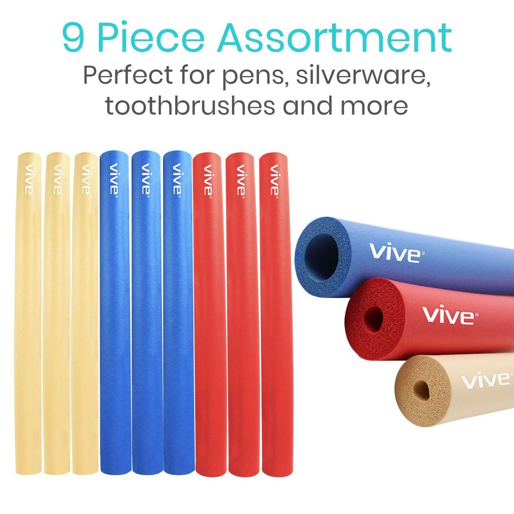 Assortment of Vive branded items including pens, silverware, and toothbrushes on a white background.