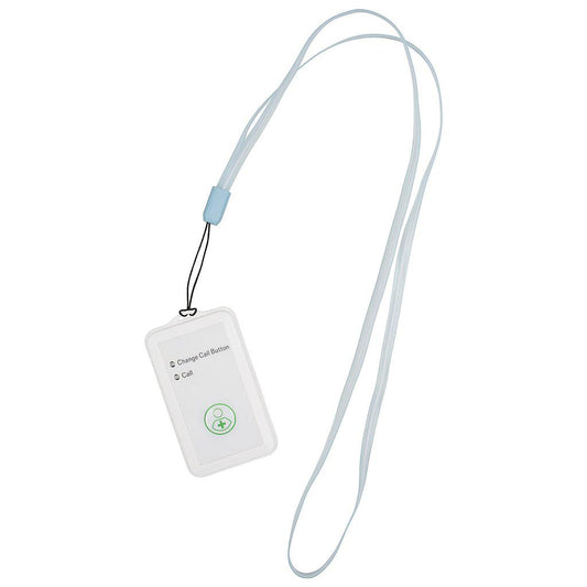 White emergency call button with lanyard on a white background