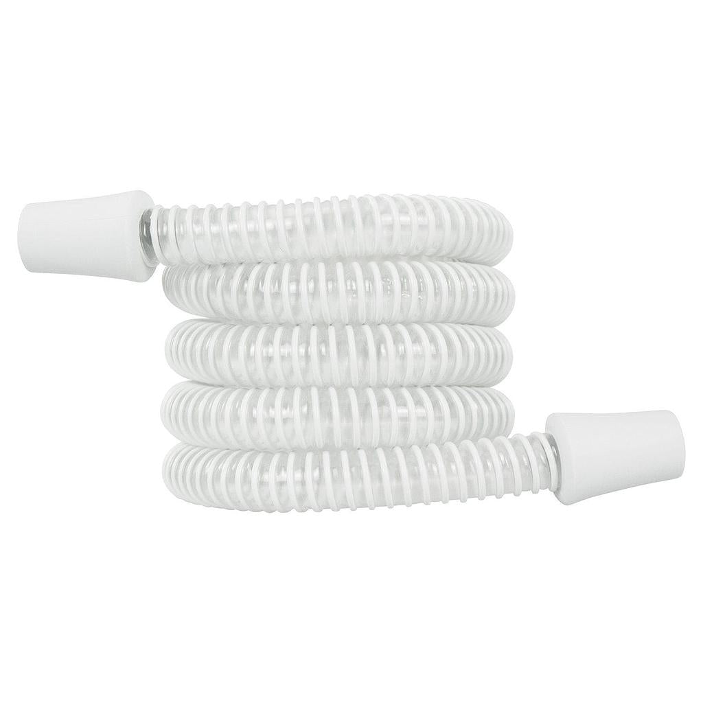 White silicone hose with connectors on a white background