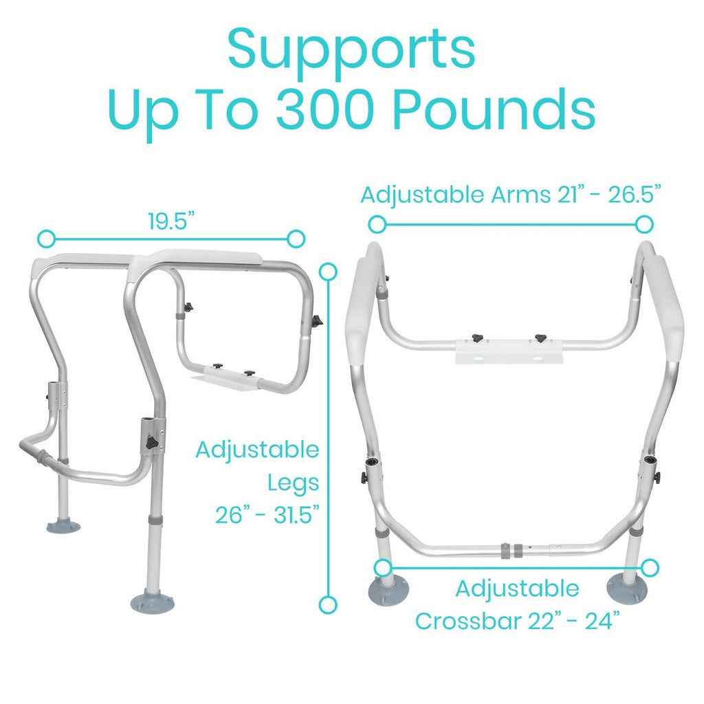 Walker with adjustable features and weight capacity on a white background