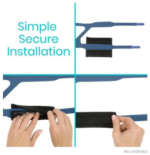 Hands installing a black strap onto a blue bracket with text 'Simple Secure Installation'.