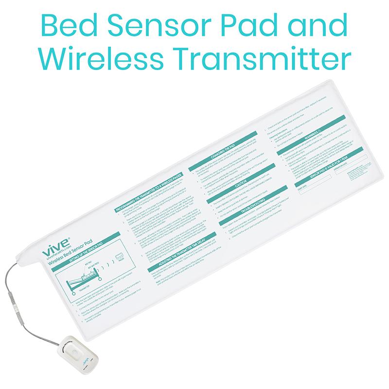 Bed sensor pad and wireless transmitter with 'Vive' branding on a white background