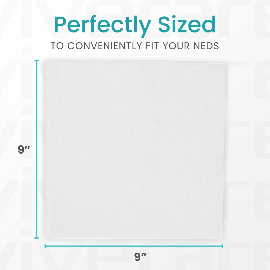 Measurement chart showing a 9-inch square with text indicating perfect sizing for product fit.
