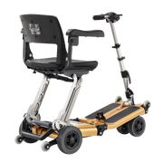 Mobility scooter with a seat on a white background