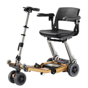 Mobility scooter with a seat on a white background