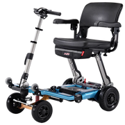 Mobility scooter with a seat on a white background