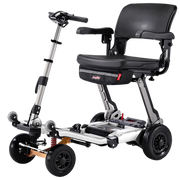 Mobility scooter with a seat on a white background