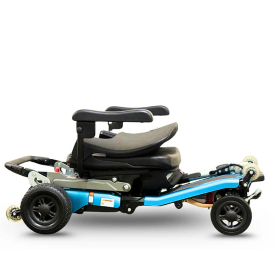 Mobility scooter with a blue frame on a white background