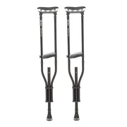 Pair of black crutches on a white background