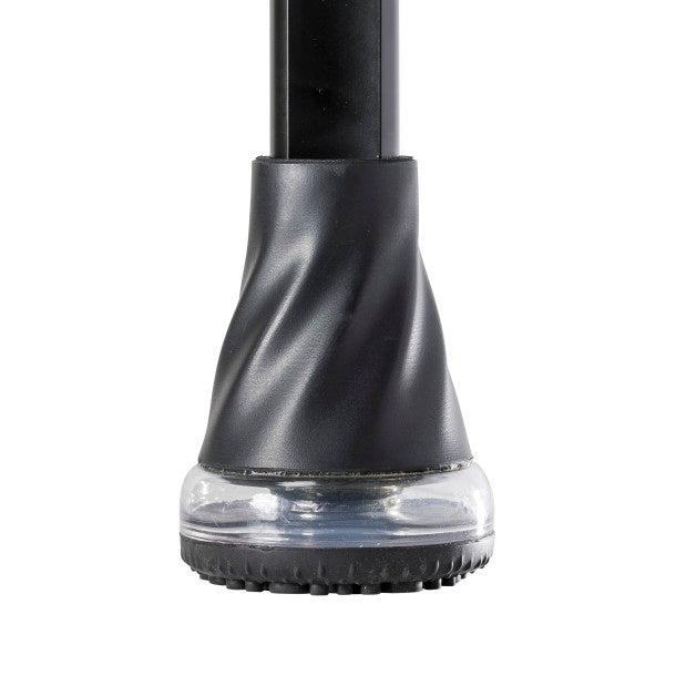 Black and clear garden hose nozzle on a white background