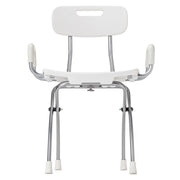 White shower chair with backrest on a white background