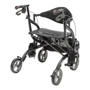 Black rollator with seat on a white background
