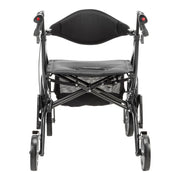 Black wheelchair with armrests and wheels on a white background