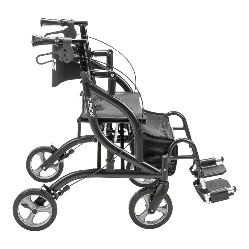 Black rollator walker on a white background