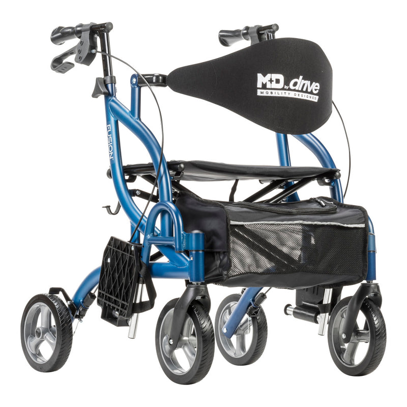 M+D by Drive Fusion Premium Hybrid Rollator & Transport Chair