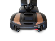 Black and gold mobility scooter on a white background