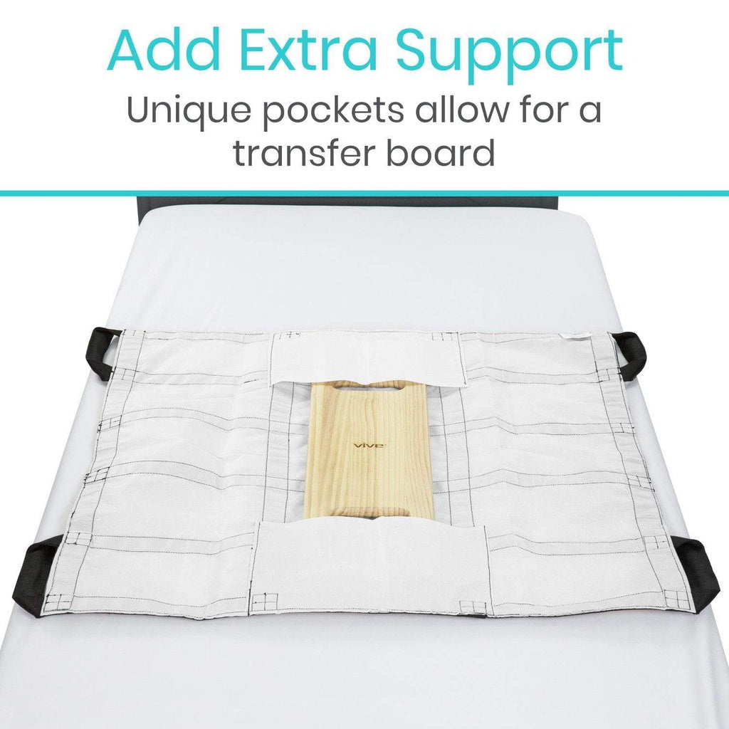 White support belt with a transfer board pocket on a white background
