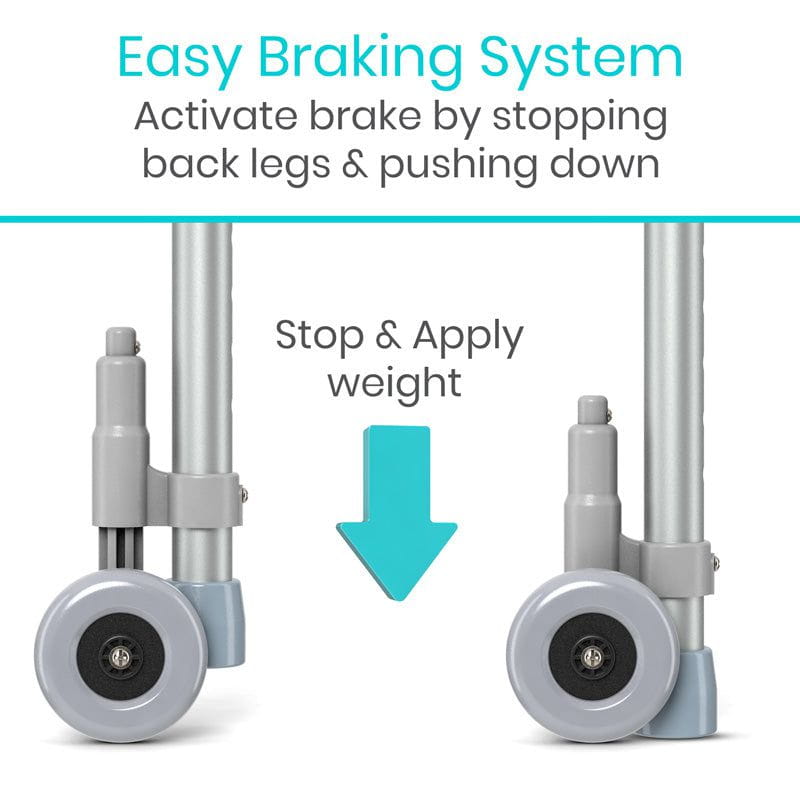 Illustration of a bike's easy braking system with text instructions on how to activate the brake.