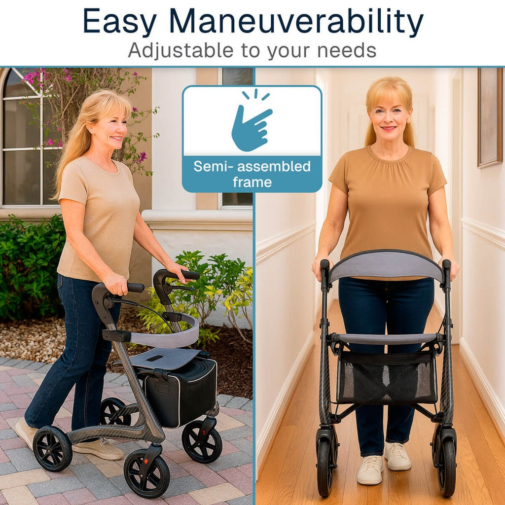 rollator being used by a woman