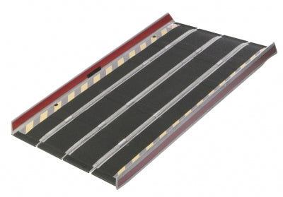 Black metal strip with red border on a white background