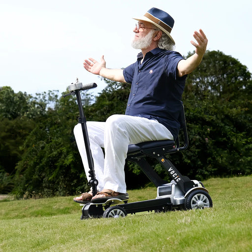 man riding scooter