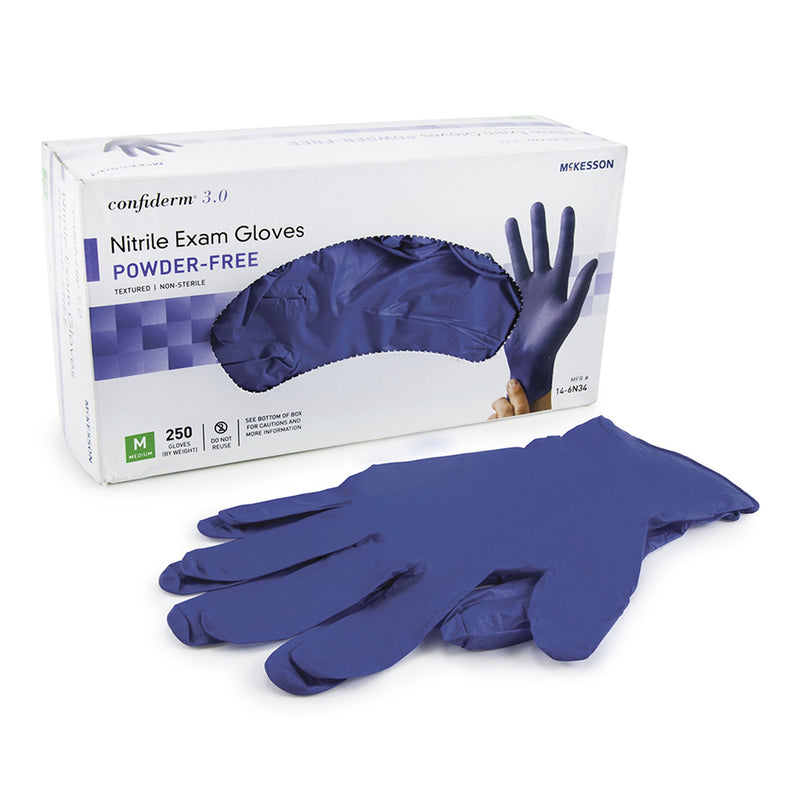 McKesson Confiderm® 3.0 Medium Blue Exam Glove 250/Box