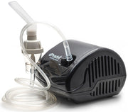 Black and clear inhaler device on a white background