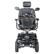 Black mobility scooter on a white background
