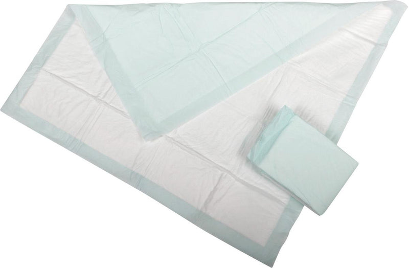 Light blue and white quilted pad on a white background