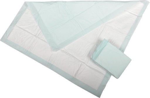 Light blue and white quilted pad on a white background