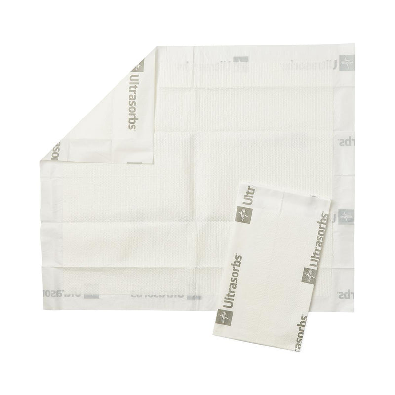 Ultrasorbs absorbent pads in white, shown on a clean white background with one pad folded over to reveal the printed brand name.