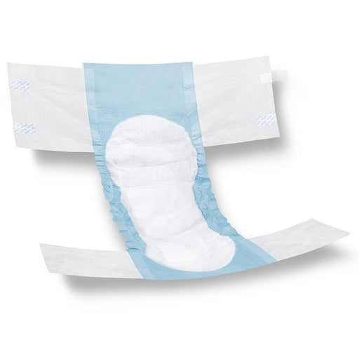 Diaper with a blue design on a white background
