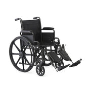 Black wheelchair with footrests on a white background