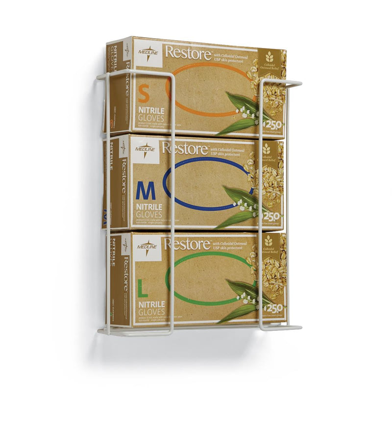 Medline Wire Triple Glove Box Holder, Horizontal - 10 Ct