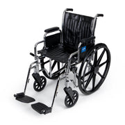 Black wheelchair with a white background