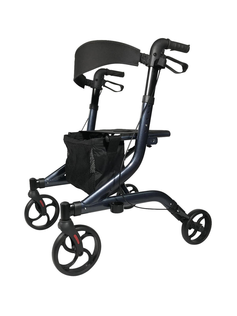 Black rollator with wheels on a white background