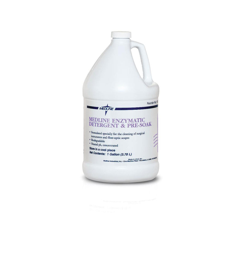 Gallon container of Medline Enzymatic Detergent & Pre-Soak on a white background